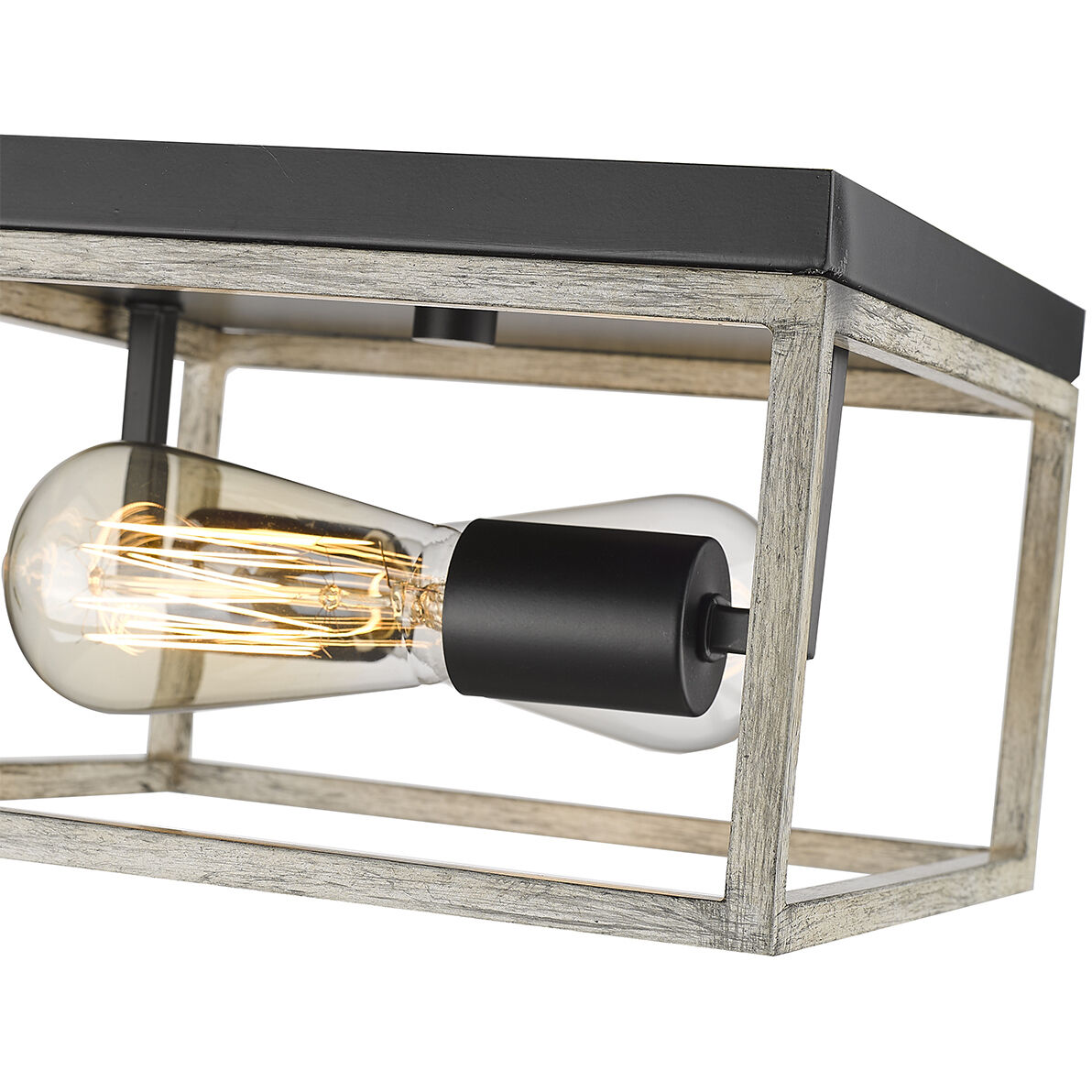 Bonnie 2 Light 10 inch Matte Black Grey Wood Indoor Flushmount Ceiling Light